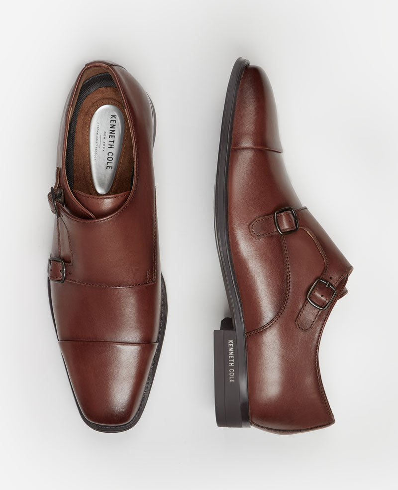 Charles Double Monk Strap Oxford – Cognac | Kenneth Cole | Kenneth Cole COGNAC LEATHER