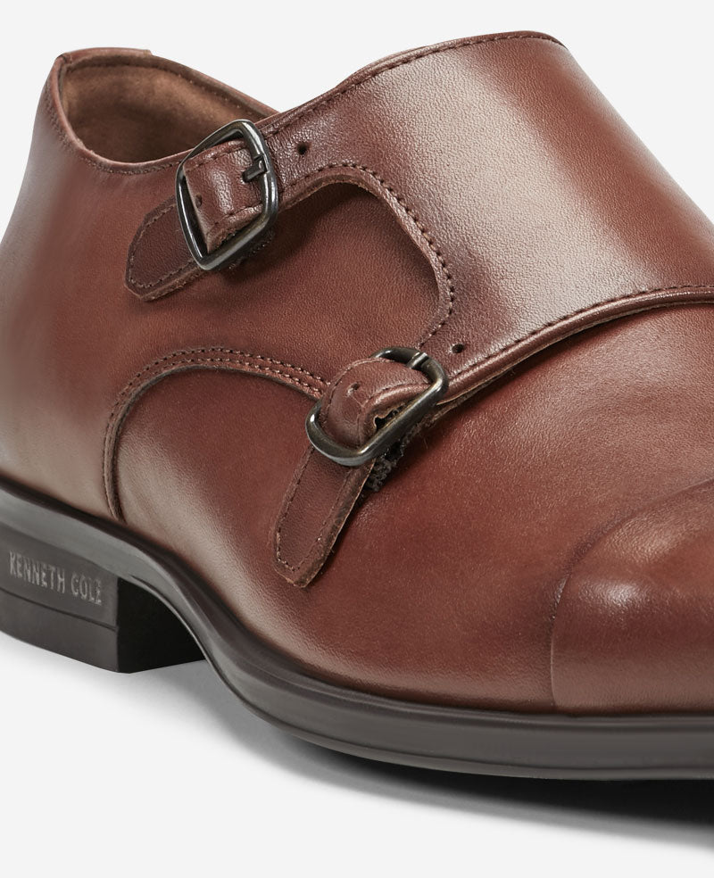 Charles Double Monk Strap Oxford – Cognac | Kenneth Cole | Kenneth Cole COGNAC LEATHER