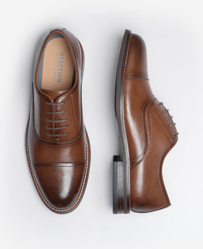 REACTION - Lawstin Cap Toe Oxford Shoes for Men, Tan | KC | Kenneth Cole TAN