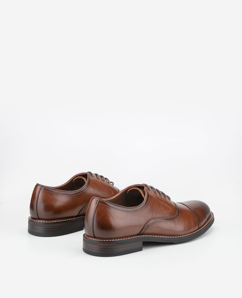 REACTION - Lawstin Cap Toe Oxford Shoes for Men, Tan | KC | Kenneth Cole TAN