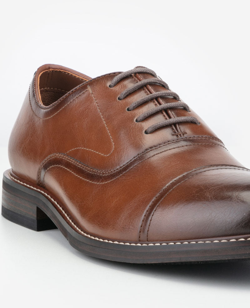 REACTION - Lawstin Cap Toe Oxford Shoes for Men, Tan | KC | Kenneth Cole TAN