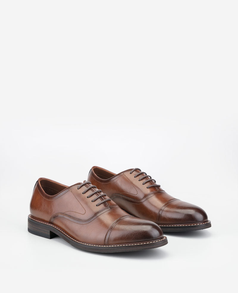 REACTION - Lawstin Cap Toe Oxford Shoes for Men, Tan | KC | Kenneth Cole TAN