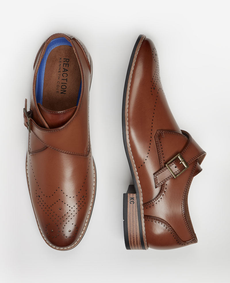 REACTION - Cheer Brogue Single Monk Strap | Kenneth Cole TAN