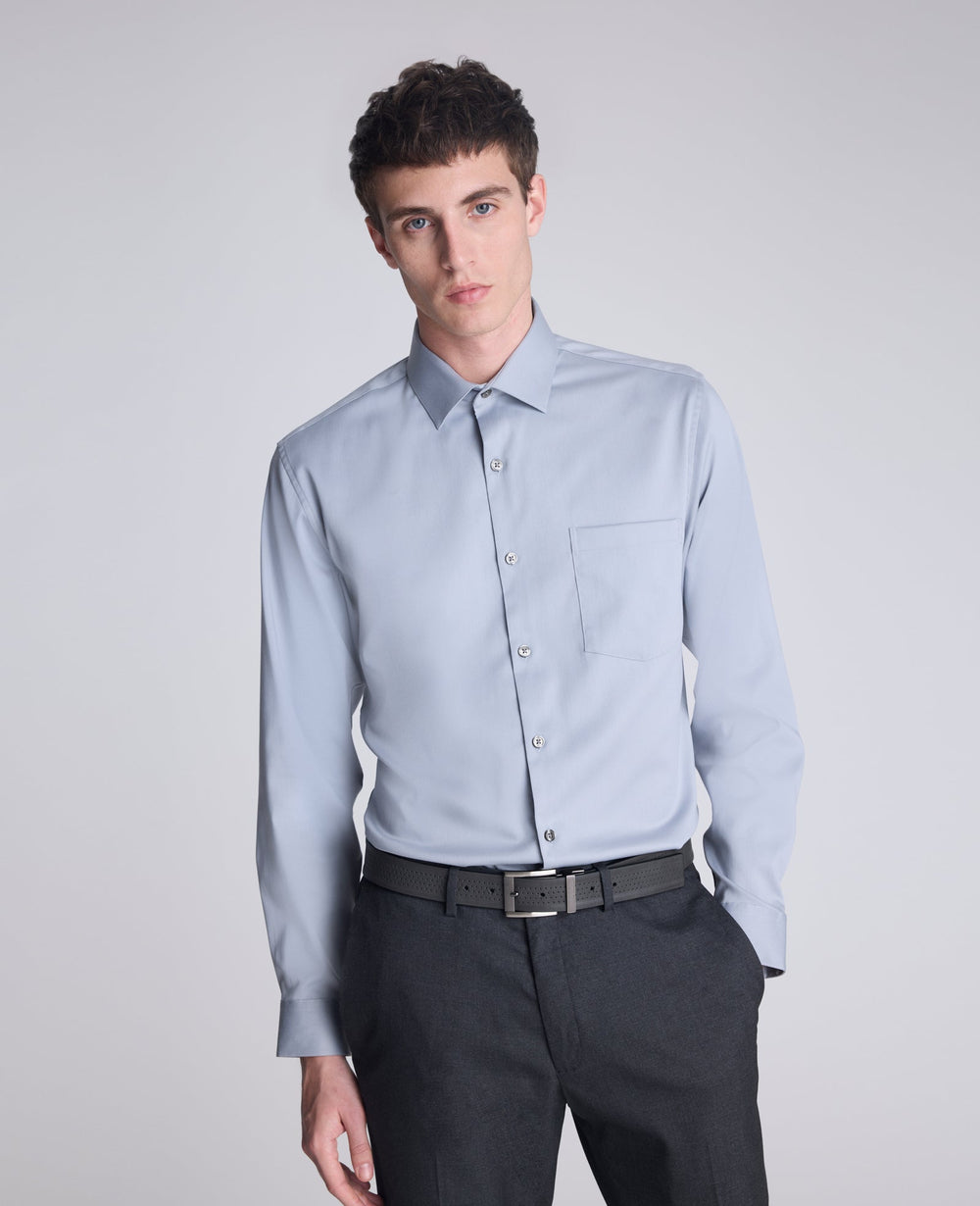 Mens REACTION Slim-Fit Button-Down Dress Shirt, Stone Grey | Kenneth Cole STONE GREY