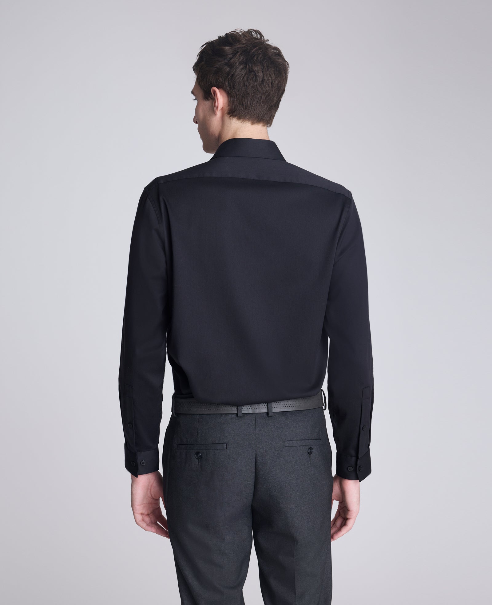 Buy Men's REACTION Slim-Fit Button-Down Dress Shirt, Black | Kenneth Cole BLACK