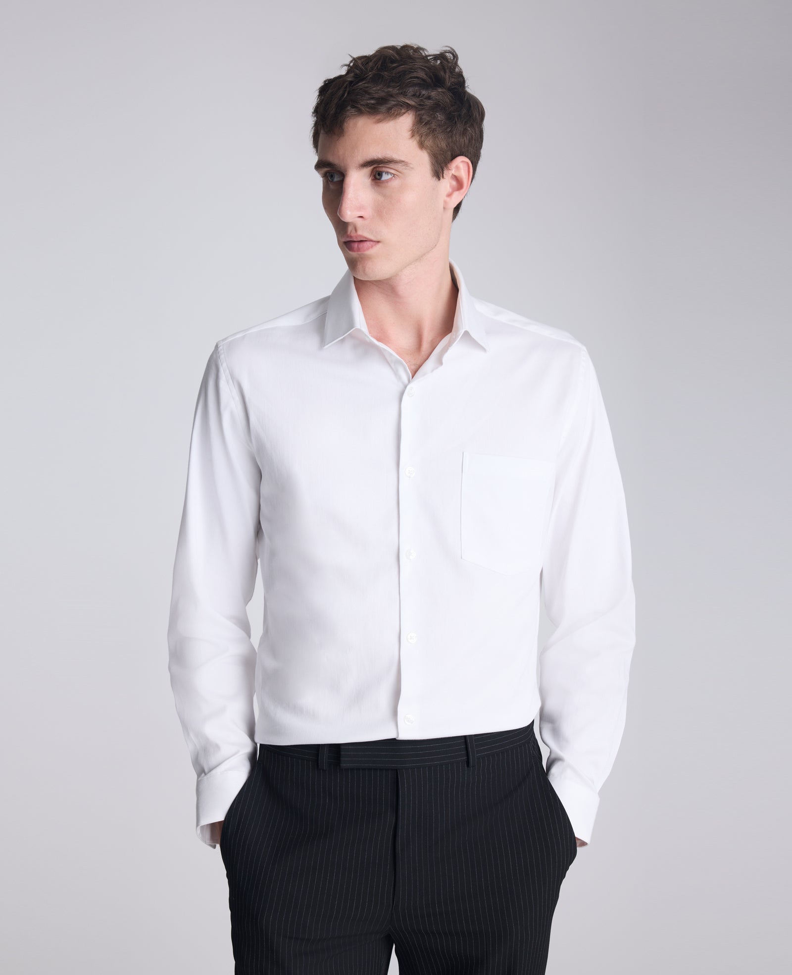 Buy Men's REACTION Slim-Fit Button-Down Dress Shirt, White | Kenneth Cole WHITE