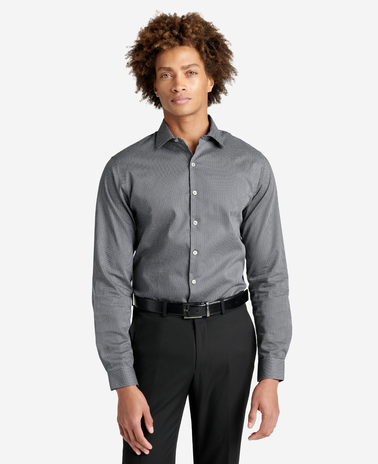 Slim-Fit Stretch Dress Shirt – Black Smoke | Kenneth Cole | Kenneth Cole BLACK SMOKE