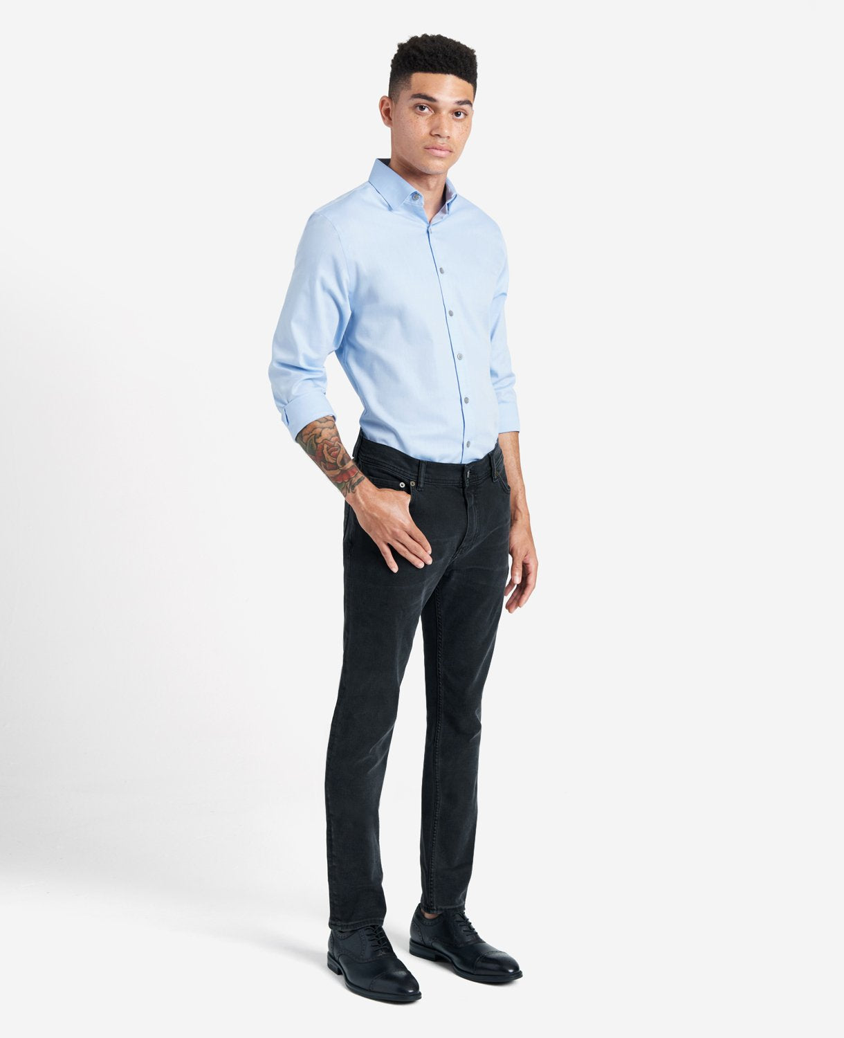 Slim-Fit Button-Down Stretch Dress Shirt with TEK FIT | Kenneth Cole LIGHT BLUE
