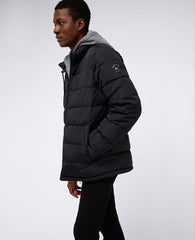 Black Puffer Jacket – Plush Warmth & Jersey Hood | KC | Kenneth Cole BLACK