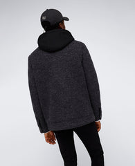 Charcoal Boucle Wool Jacket with Jersey Hood – Men’s Fit | Kenneth Cole CHARCOAL