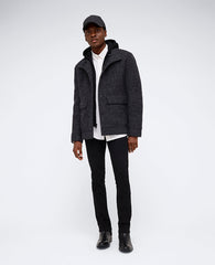 Charcoal Boucle Wool Jacket with Jersey Hood – Men’s Fit | Kenneth Cole CHARCOAL