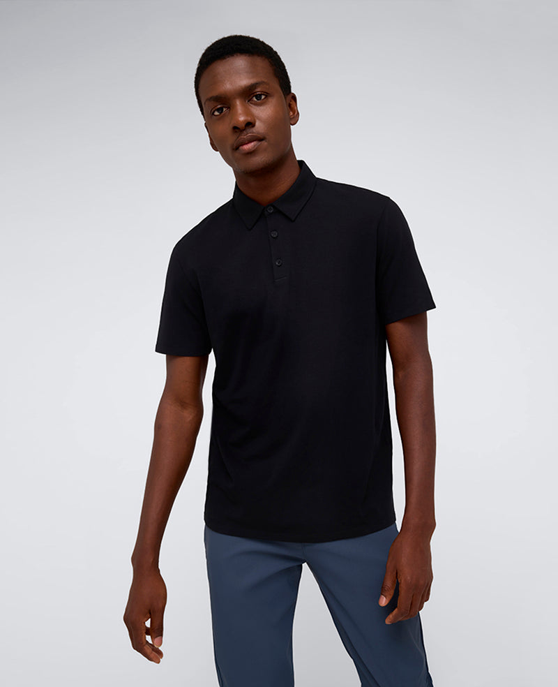 Black Performance Polo – 4-Way Stretch & Cotton Comfort | KC | Kenneth Cole BLACK