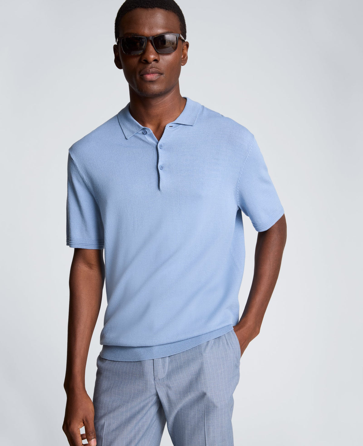 Short Sleeve Polo Sweater | Kenneth Cole LIGHT DENIM