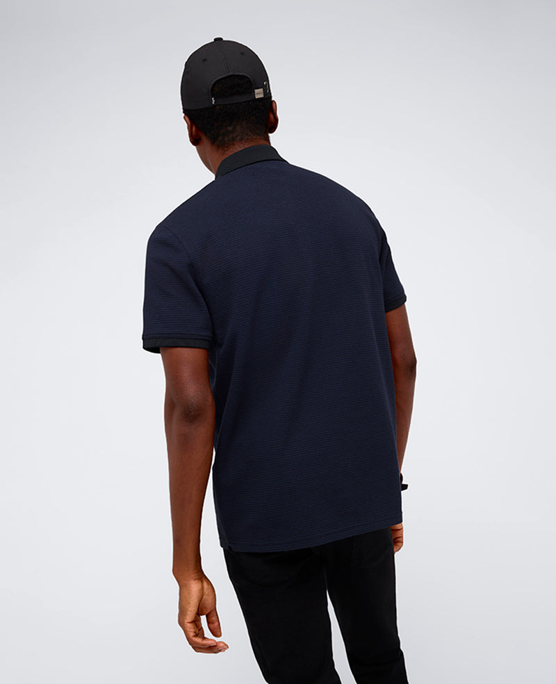 Black Polo Shirt with Contrast Placket & Collar | KC | Kenneth Cole BLACK