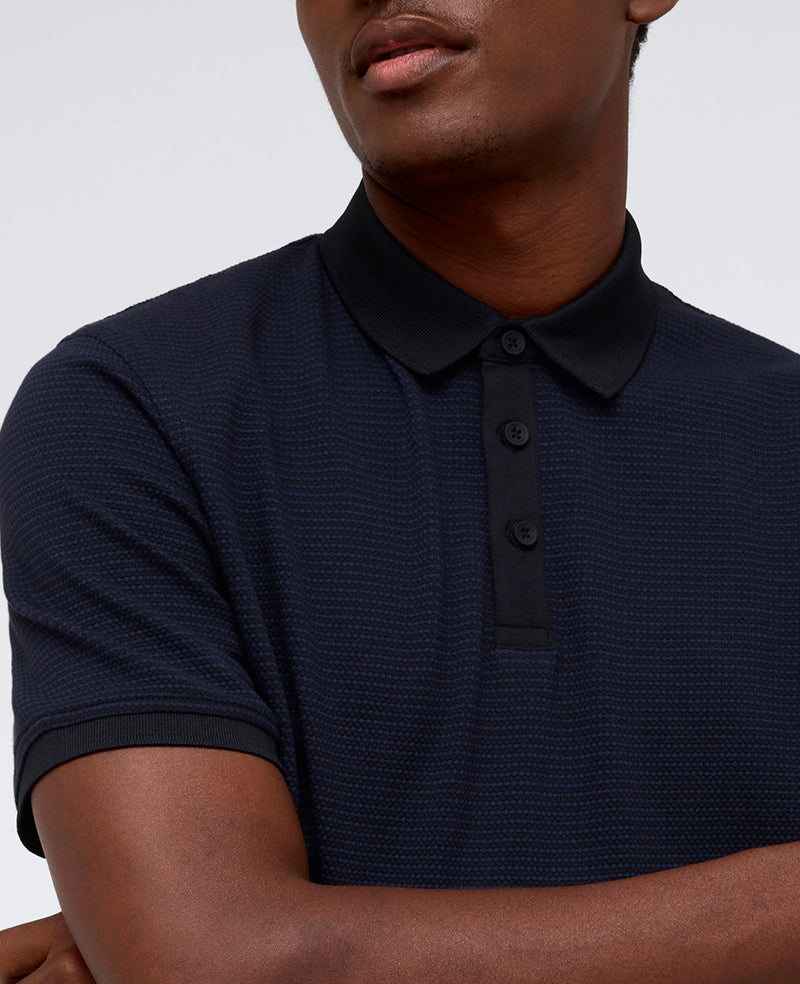 Black Polo Shirt with Contrast Placket & Collar | KC | Kenneth Cole BLACK