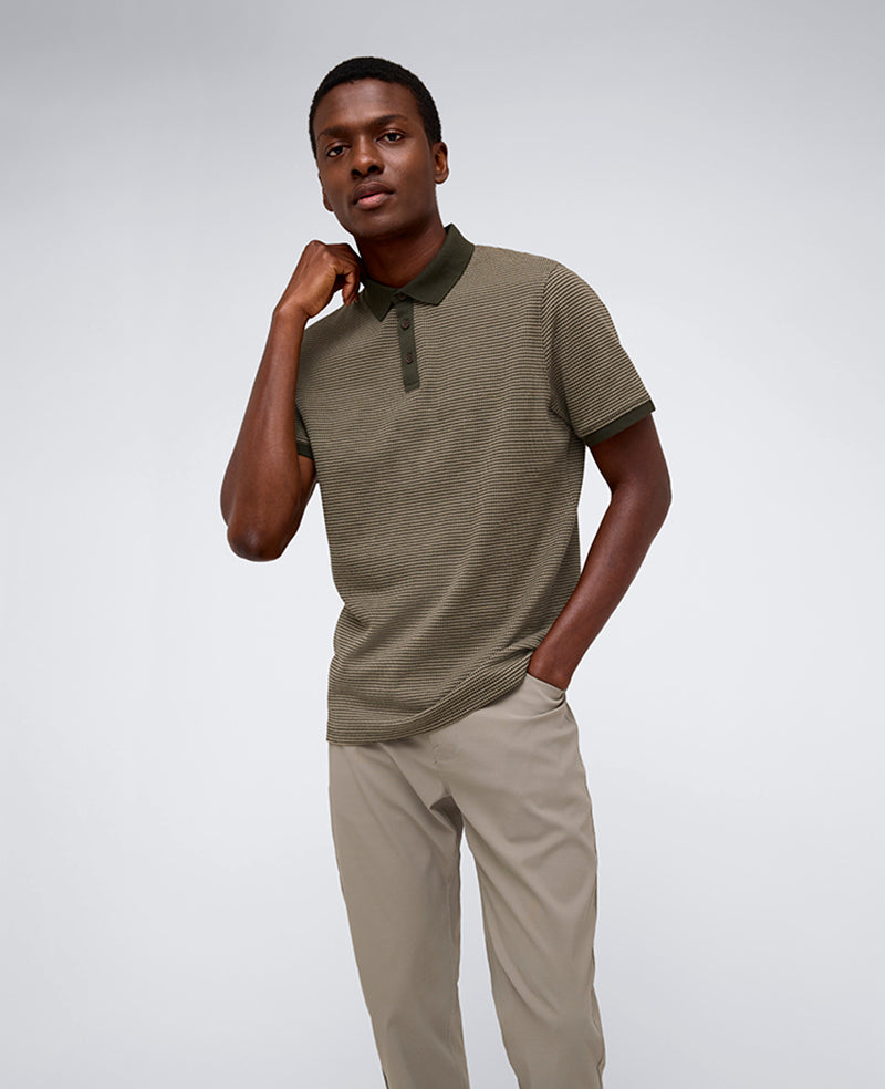 Green Polo Shirt with Contrast Collar & Placket | KC | Kenneth Cole GREEN