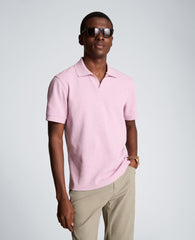 Short Sleeve Johnny Collar Polo with Ribbing | Kenneth Cole MAUVE