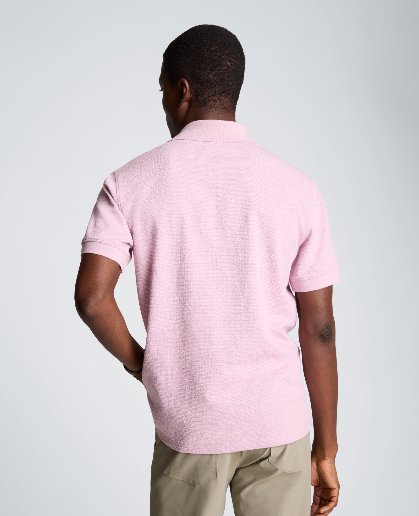 Short Sleeve Johnny Collar Polo with Ribbing | Kenneth Cole MAUVE