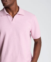 Short Sleeve Johnny Collar Polo with Ribbing | Kenneth Cole MAUVE