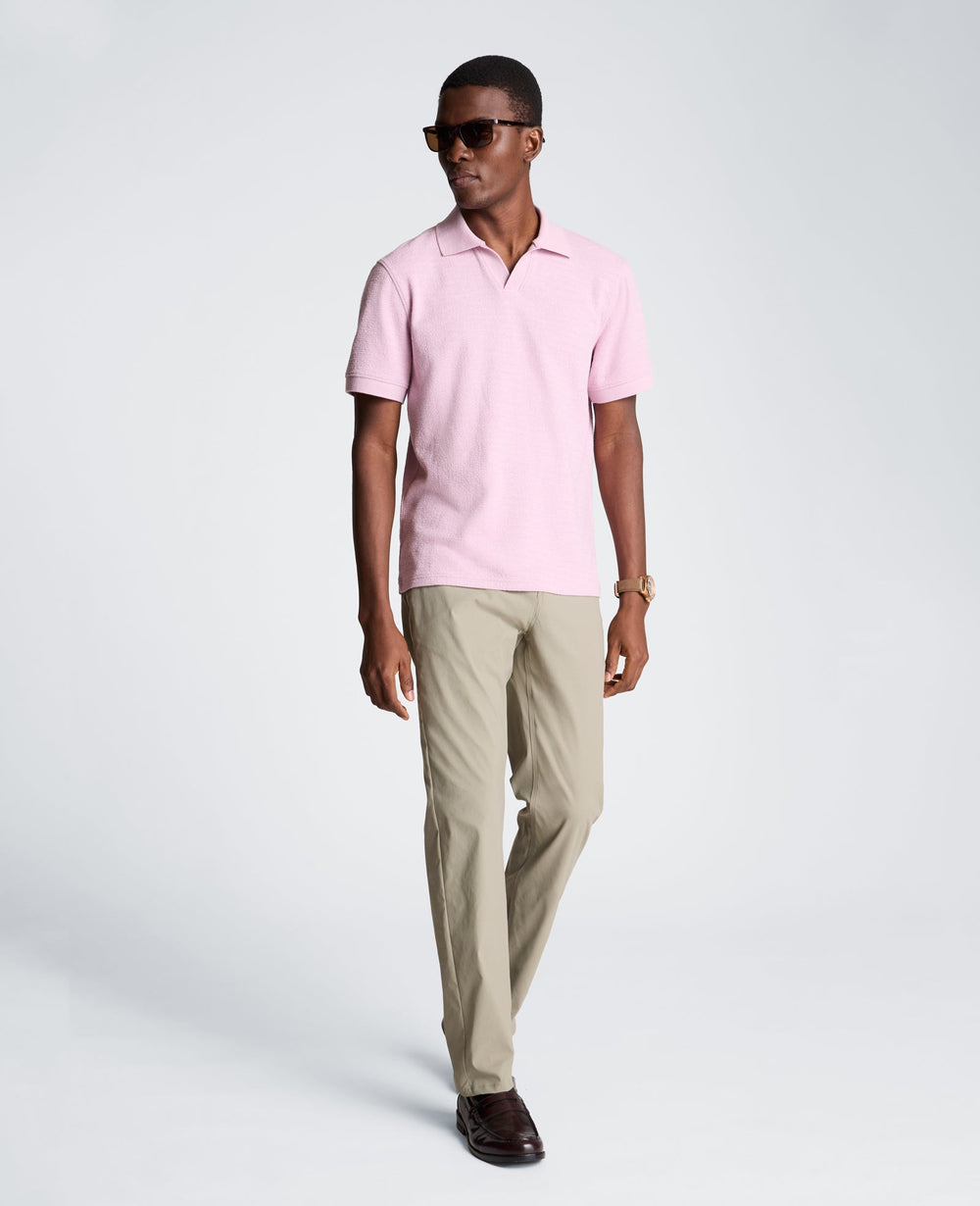 Short Sleeve Johnny Collar Polo with Ribbing | Kenneth Cole MAUVE