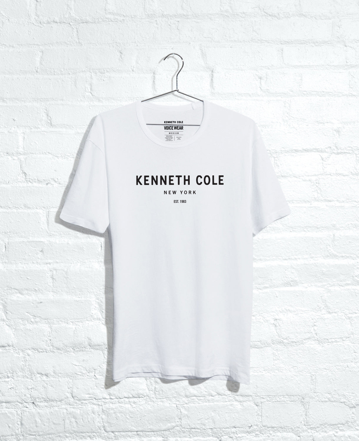 Shop 1983 Logo Tee – White Unisex Cotton Stretch Fit | KC | Kenneth Cole WHITE