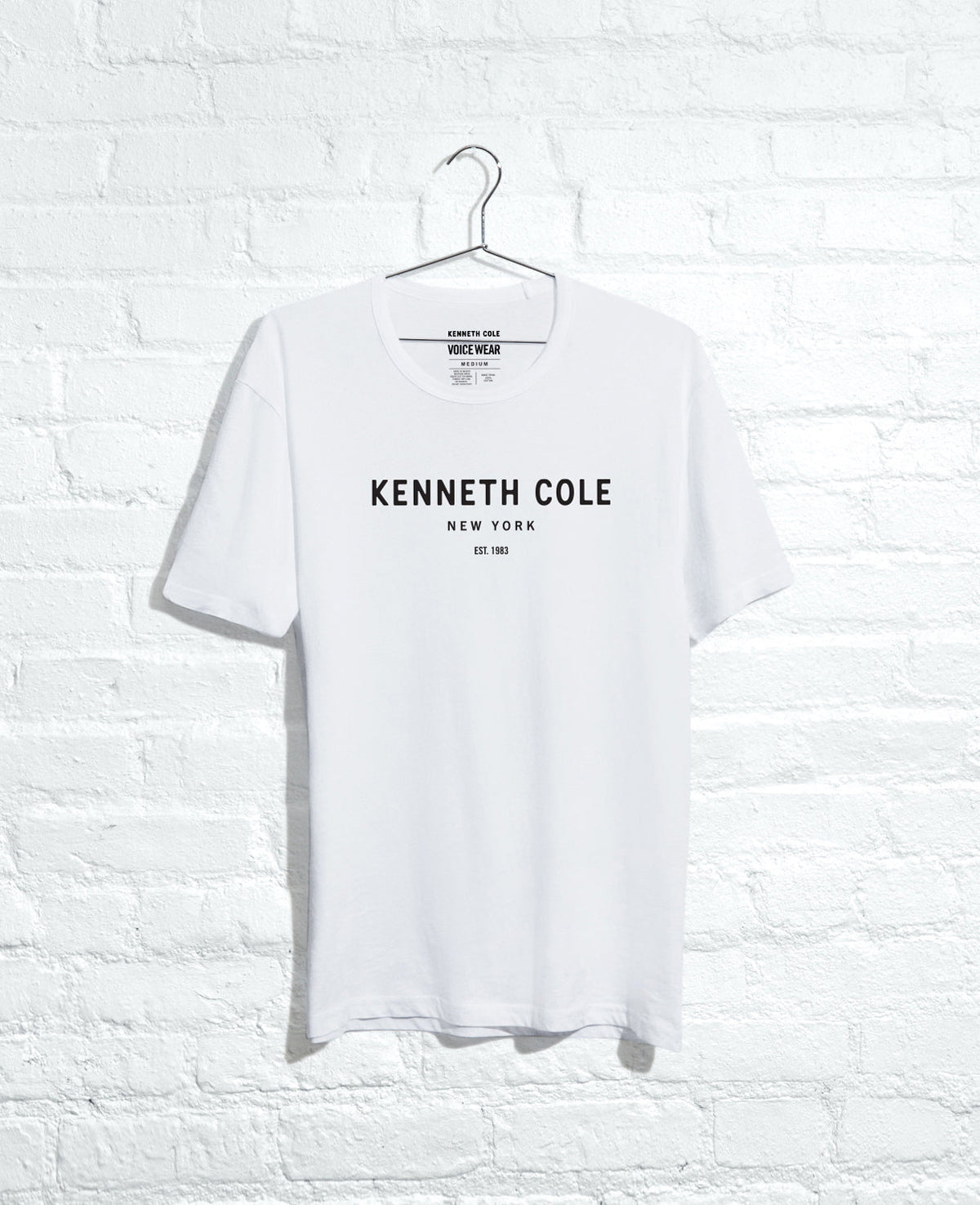 Shop 1983 Logo Tee – White Unisex Cotton Stretch Fit | KC | Kenneth Cole WHITE