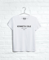 Shop 1983 Logo Tee – White Unisex Cotton Stretch Fit | KC | Kenneth Cole WHITE