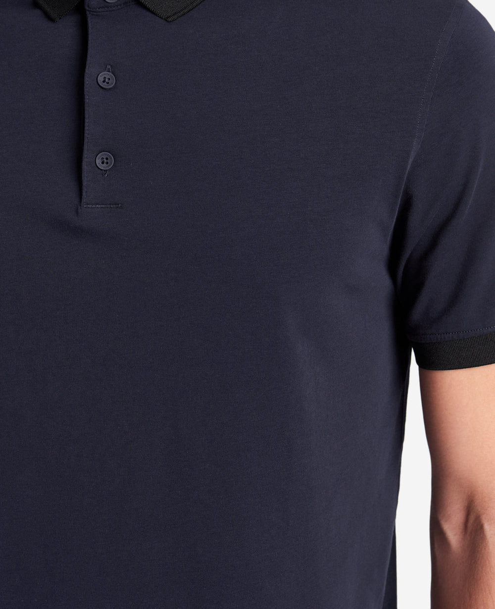 Navy Polo Shirt with Colorblock Collar – 4-Way Stretch | KC | Kenneth Cole NAVY