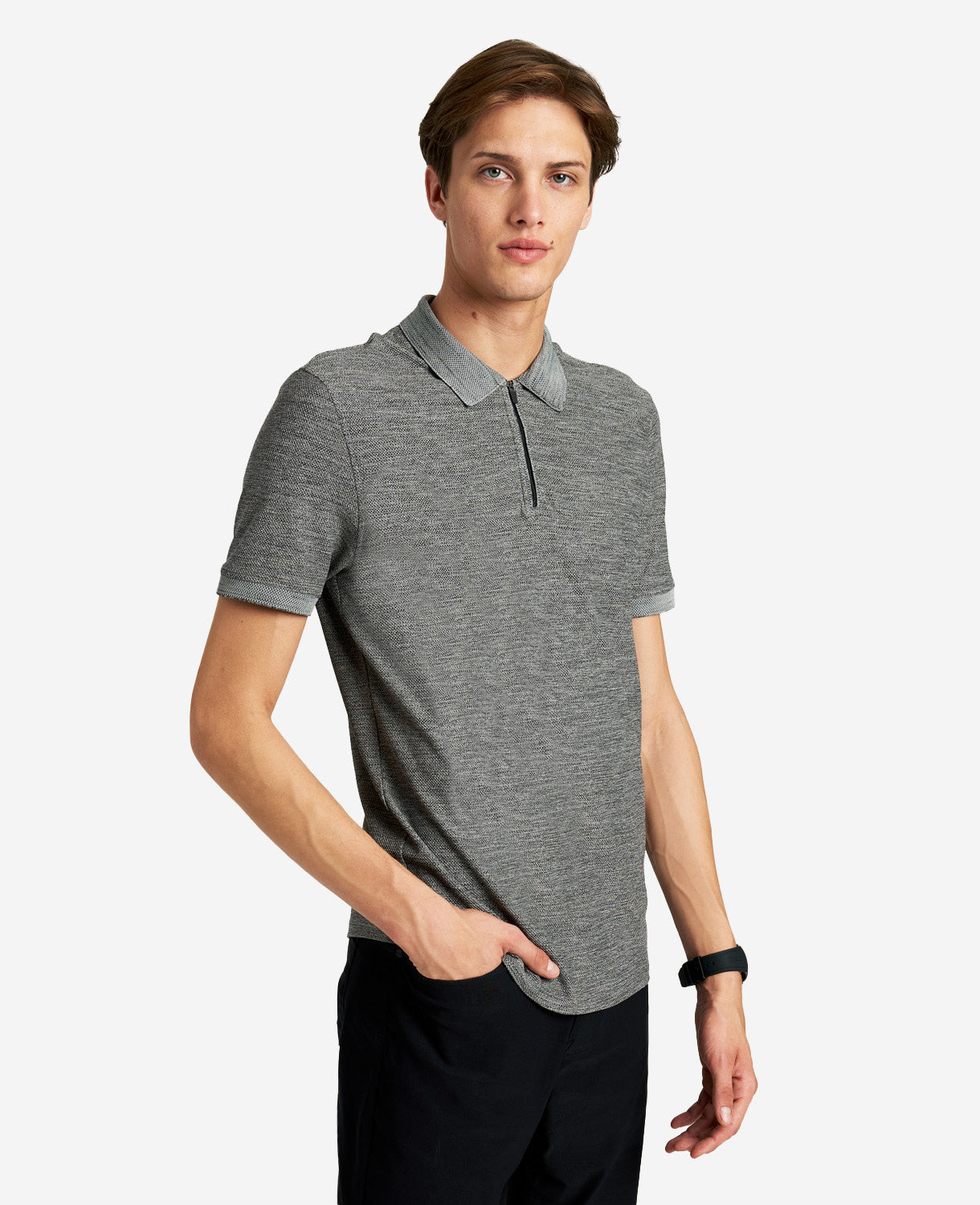 Kenneth Cole Zip-Up Knit Polo, Comfort & Style | Kenneth Cole | Kenneth Cole GREY HEATHER