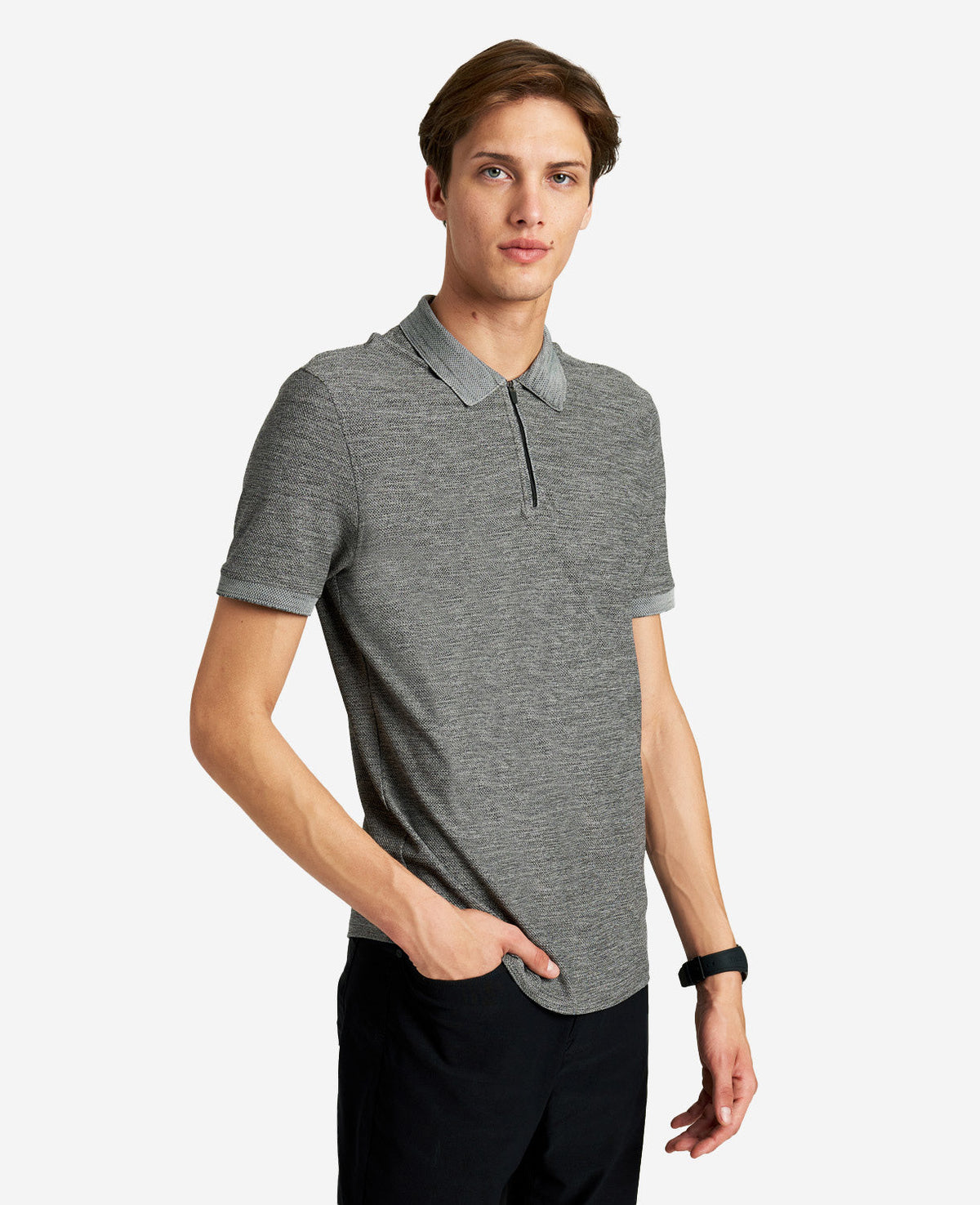 Kenneth Cole Zip-Up Knit Polo, Comfort & Style | Kenneth Cole | Kenneth Cole GREY HEATHER