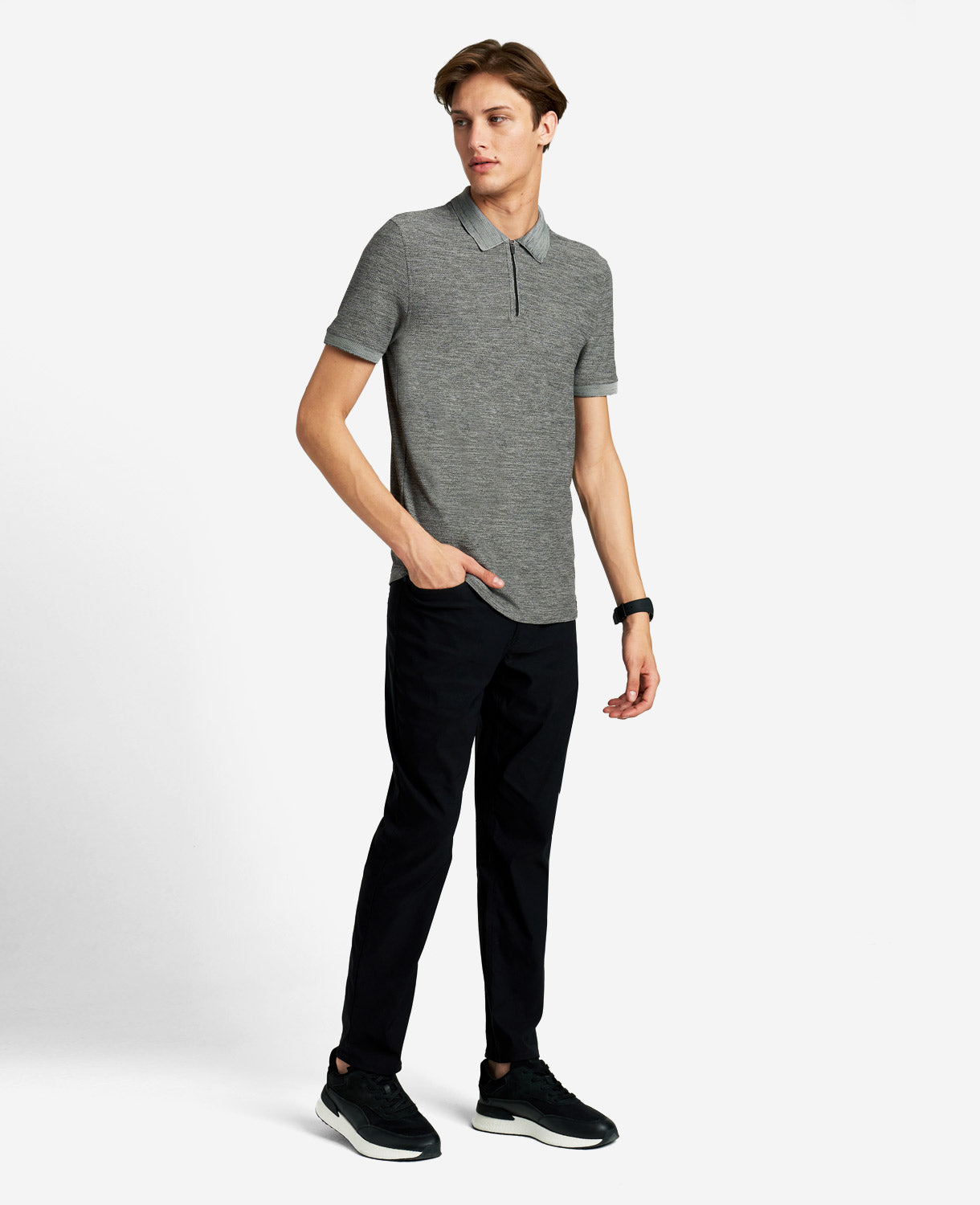 Kenneth Cole Zip-Up Knit Polo, Comfort & Style | Kenneth Cole | Kenneth Cole GREY HEATHER
