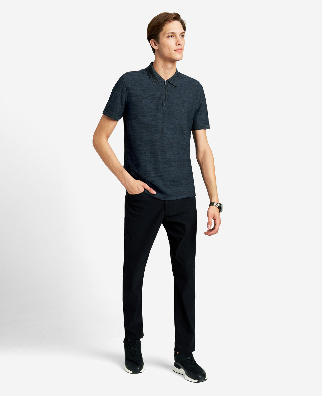 Shop Zip-Up Knit Polo – Soft & Breathable Men’s Shirt | KC | Kenneth Cole NAVY
