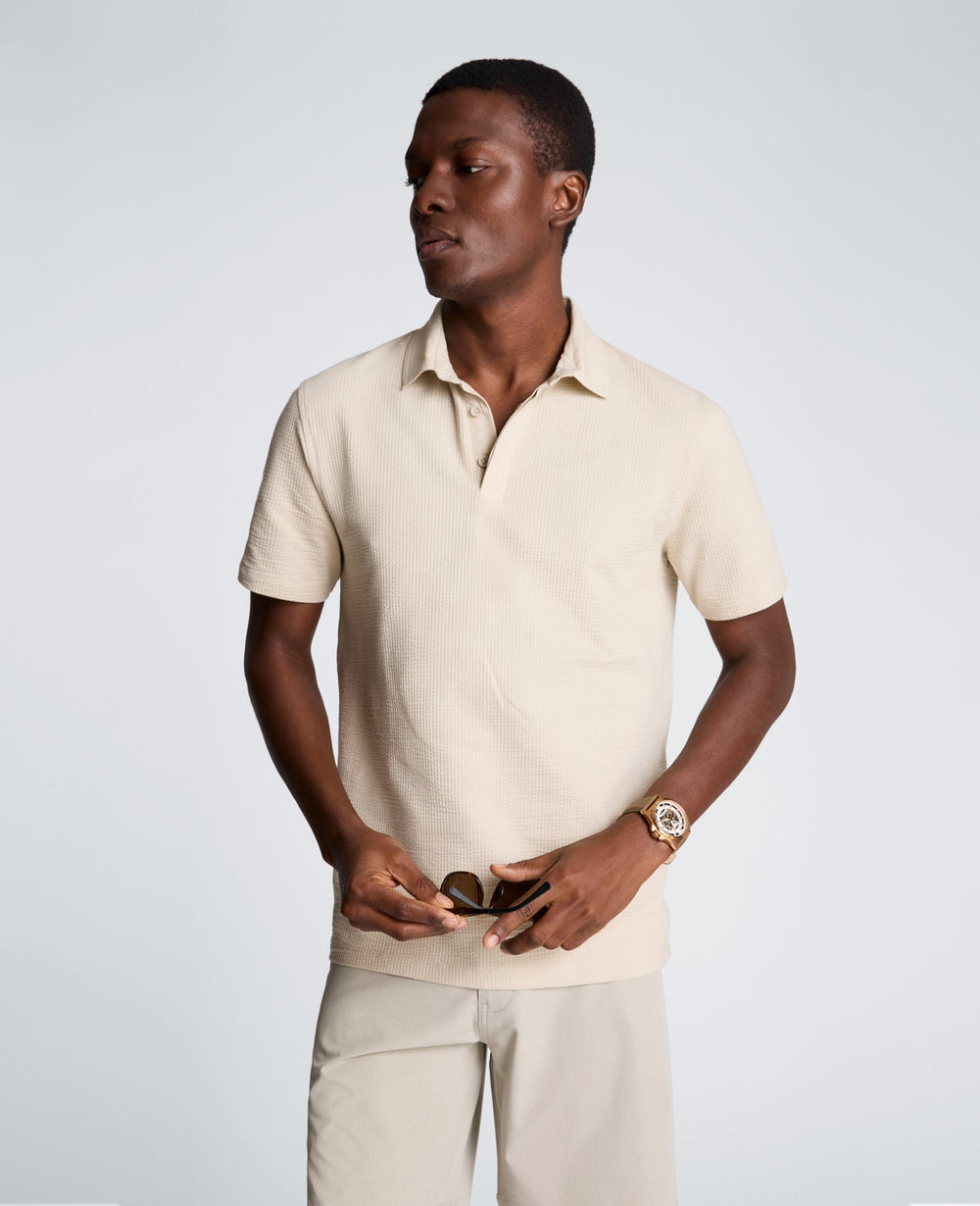 Mixed Media Polo | Kenneth Cole OFFWHITE