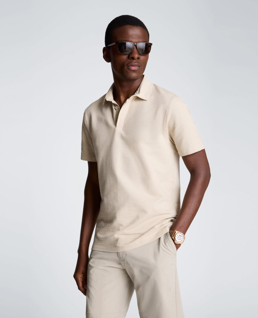 Mixed Media Polo | Kenneth Cole OFFWHITE