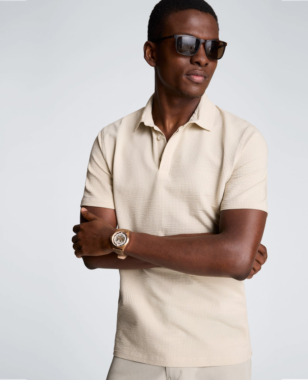 Mixed Media Polo | Kenneth Cole OFFWHITE