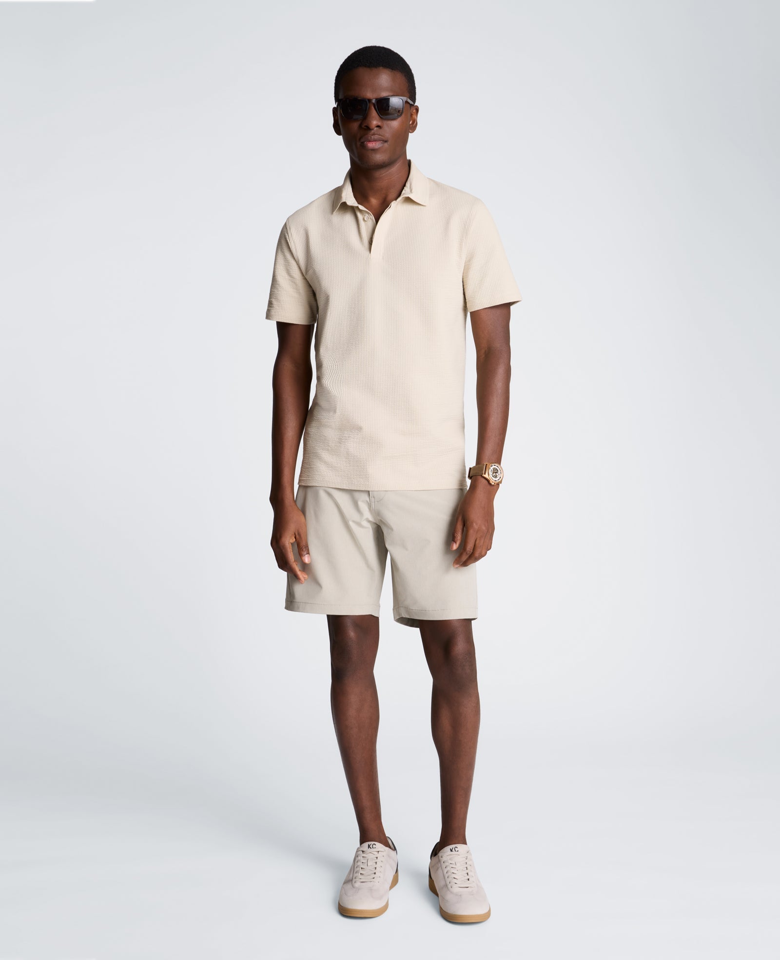 Mixed Media Polo | Kenneth Cole OFFWHITE