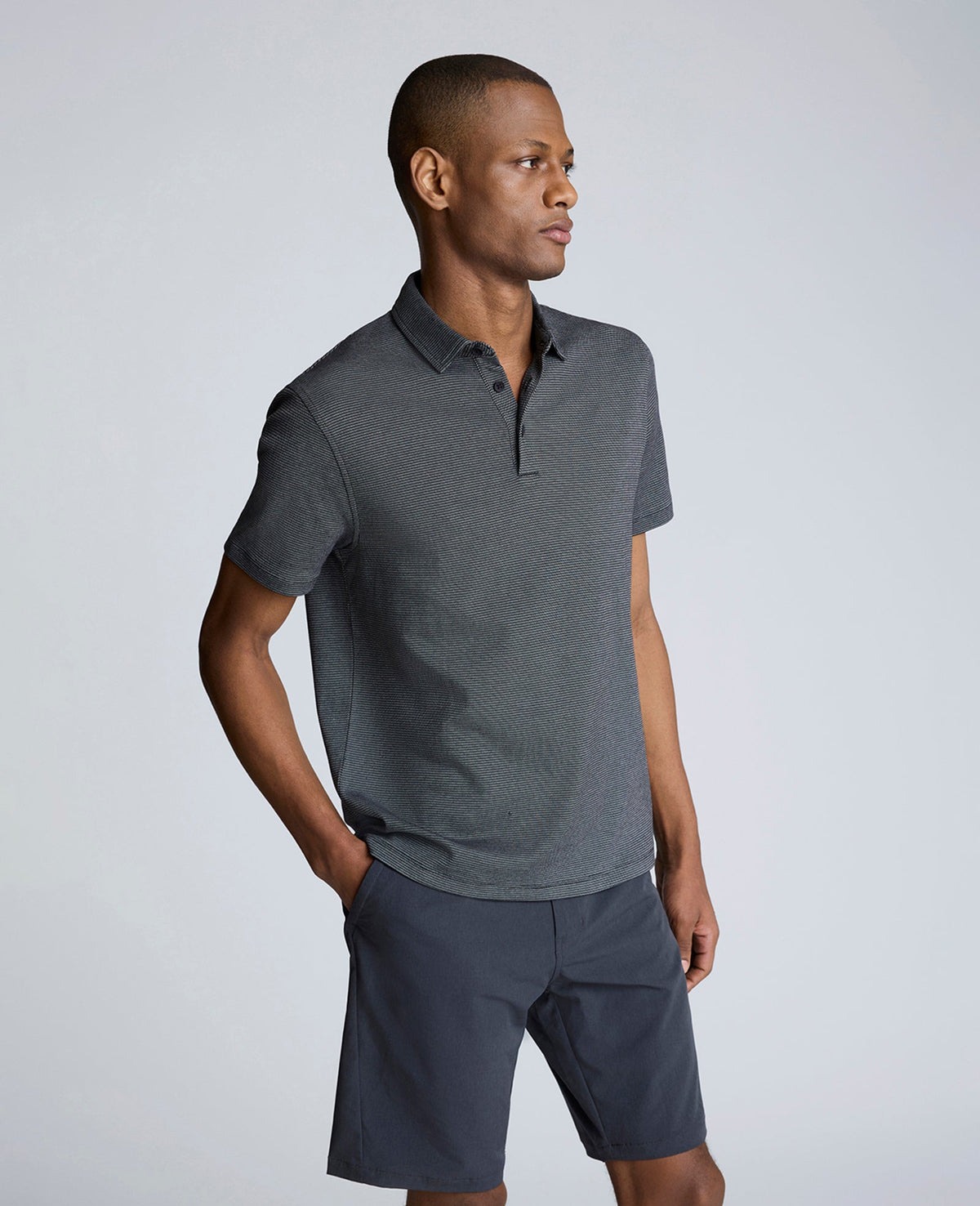Shop Black Two-Toned Knit Polo – Soft, Breathable & Stretchy | Kenneth Cole BLACK