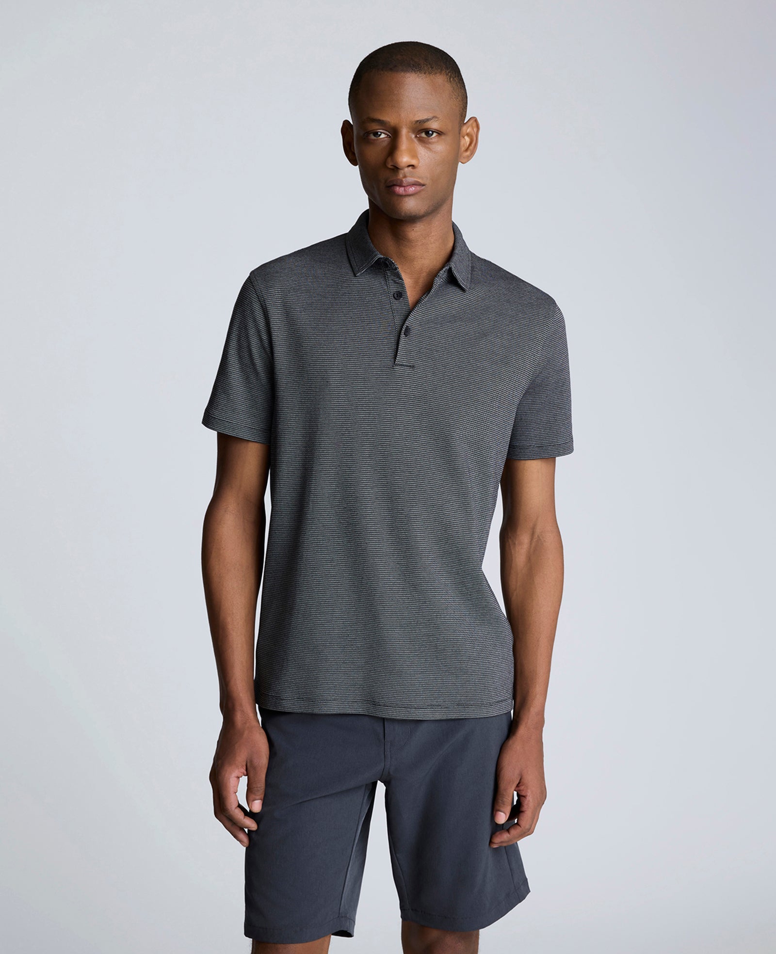 Shop Black Two-Toned Knit Polo – Soft, Breathable & Stretchy | Kenneth Cole BLACK