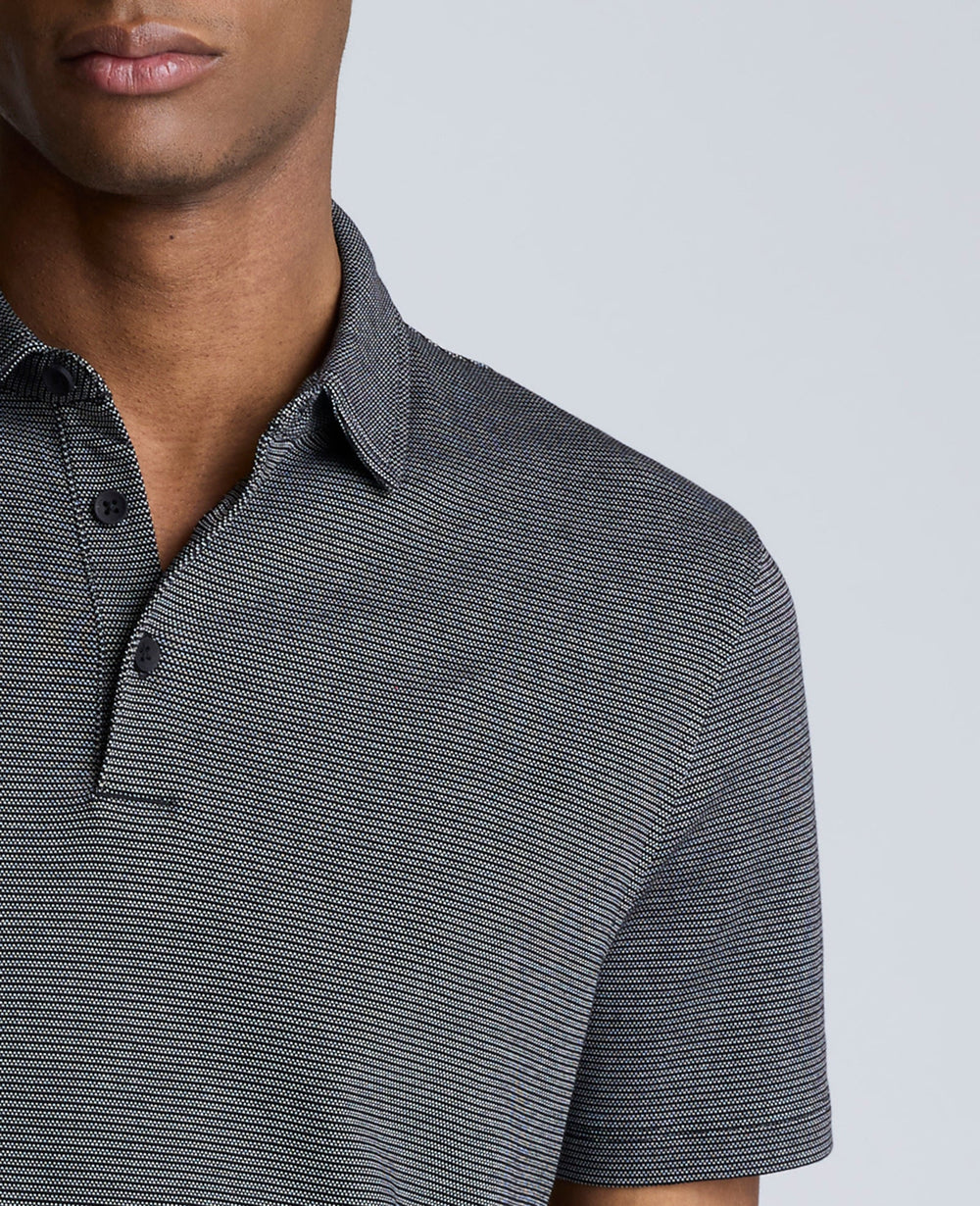 Shop Black Two-Toned Knit Polo – Soft, Breathable & Stretchy | Kenneth Cole BLACK