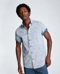 Short Sleeve Sport Shirt with Chest Pocket | Kenneth Cole SCATTERED FLORAL BLUE