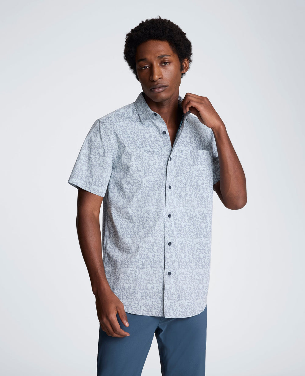 Short Sleeve Sport Shirt with Chest Pocket | Kenneth Cole SCATTERED FLORAL BLUE
