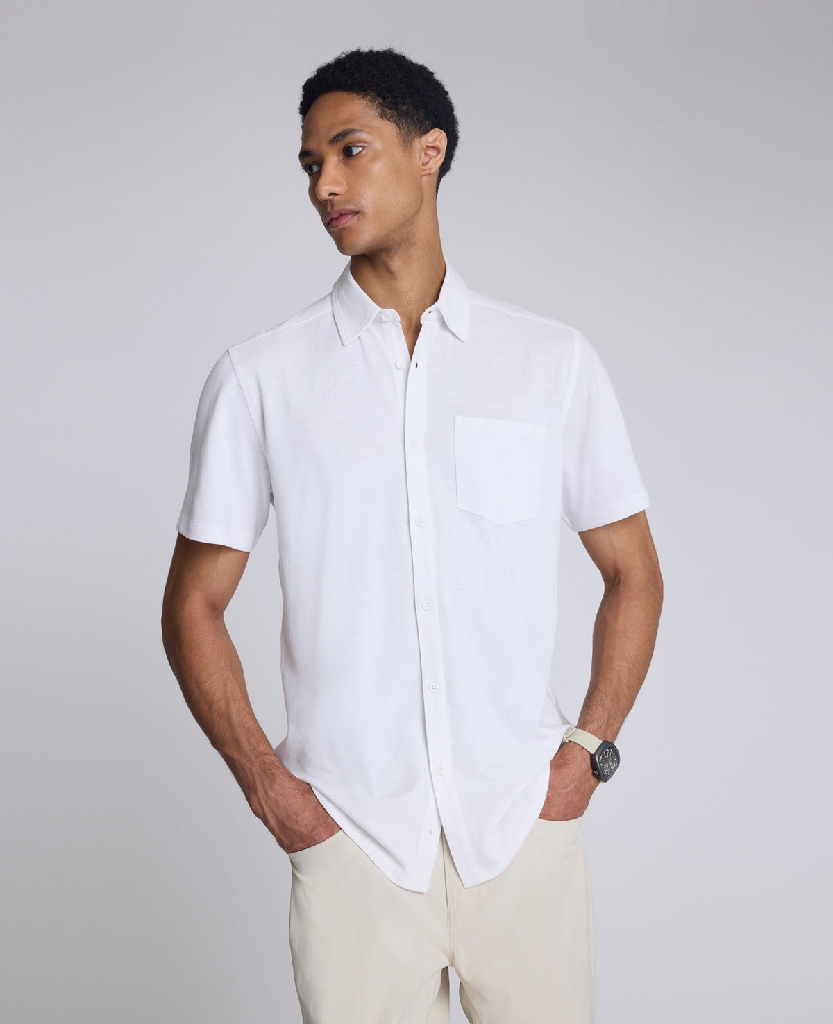 Shop Short Sleeve Sportshirt: White, Chest Pocket | KC | Kenneth Cole WHITE