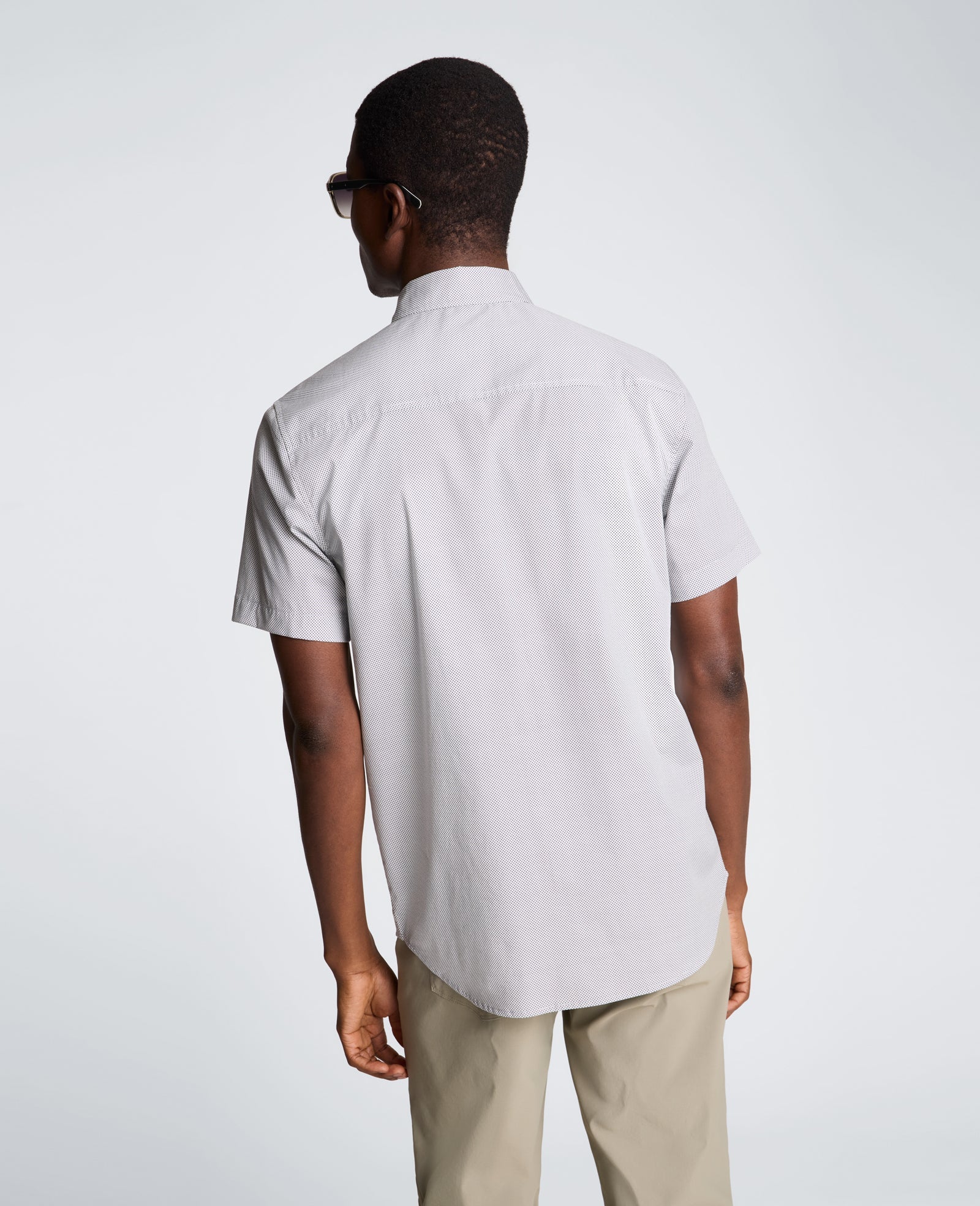 Short Sleeve Sport Shirt with Chest Pocket | Kenneth Cole ABSTRACT OXFORD GEO BLACK