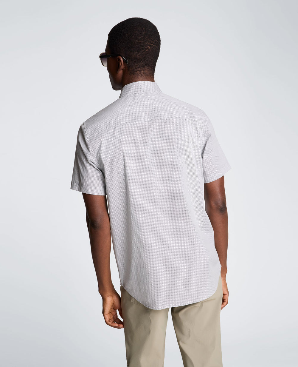 Short Sleeve Sport Shirt with Chest Pocket | Kenneth Cole ABSTRACT OXFORD GEO BLACK