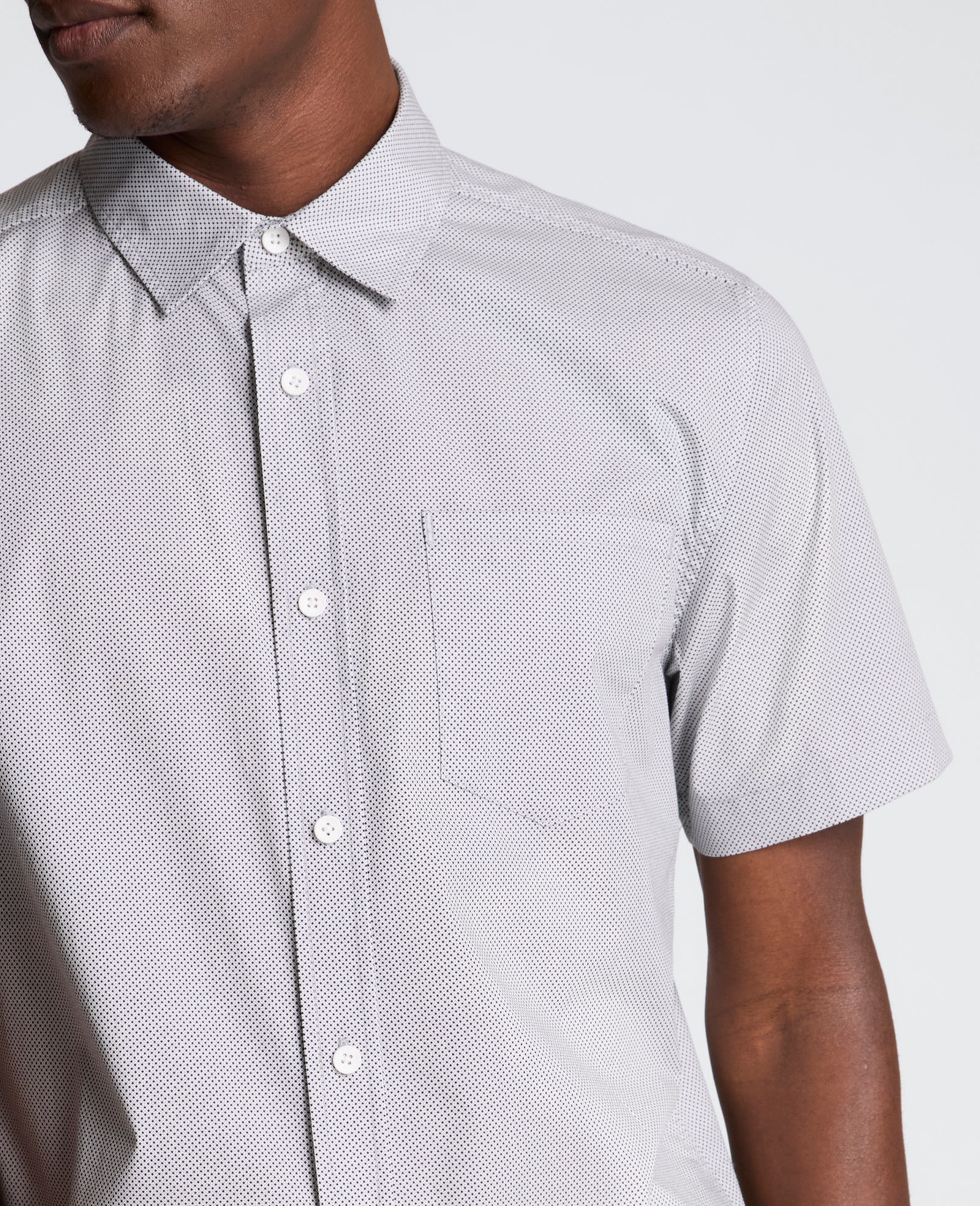 Short Sleeve Sport Shirt with Chest Pocket | Kenneth Cole ABSTRACT OXFORD GEO BLACK