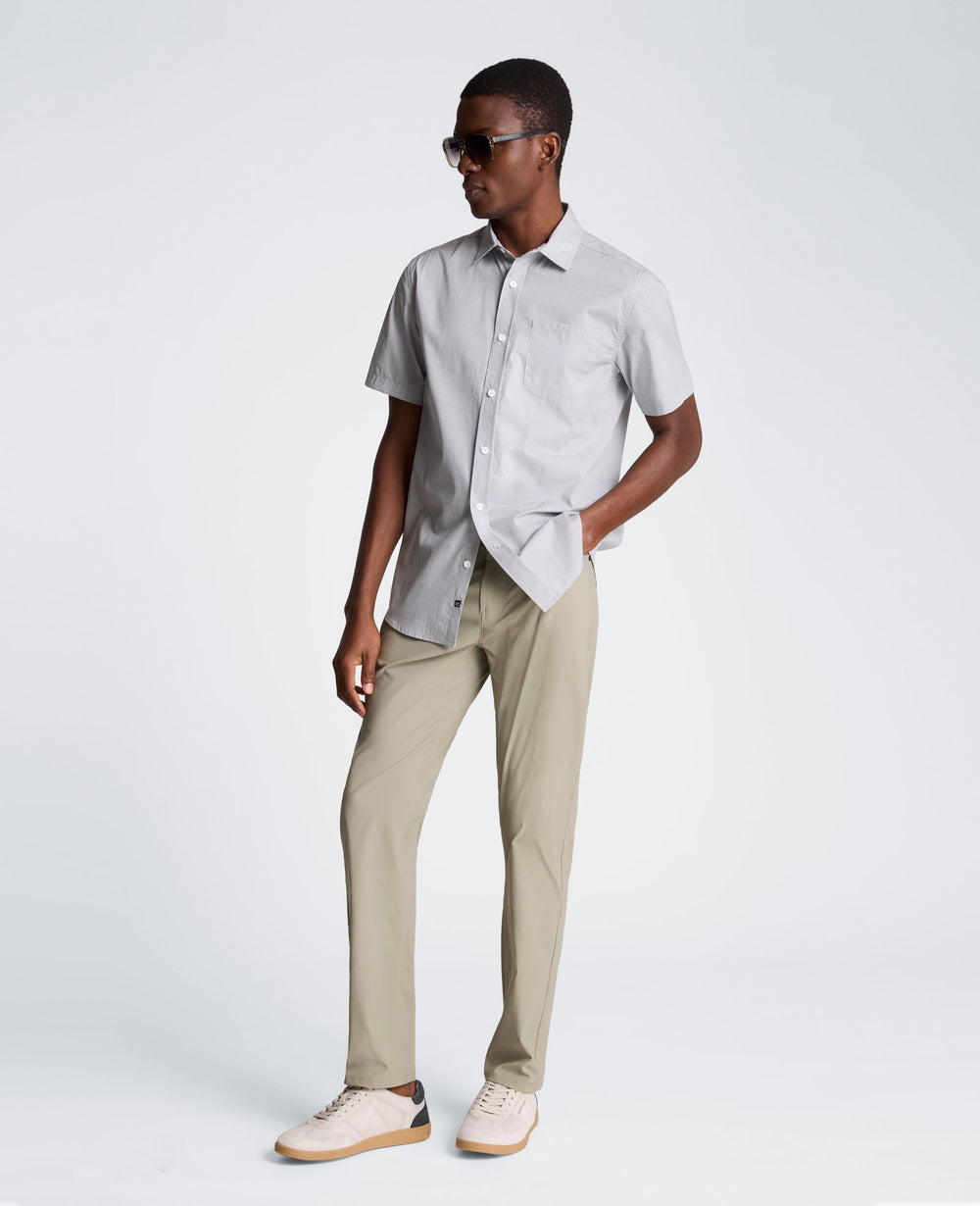 Short Sleeve Sport Shirt with Chest Pocket | Kenneth Cole ABSTRACT OXFORD GEO BLACK