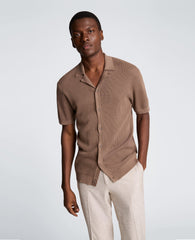 Knit Camp Shirt | Kenneth Cole DARK BEIGE