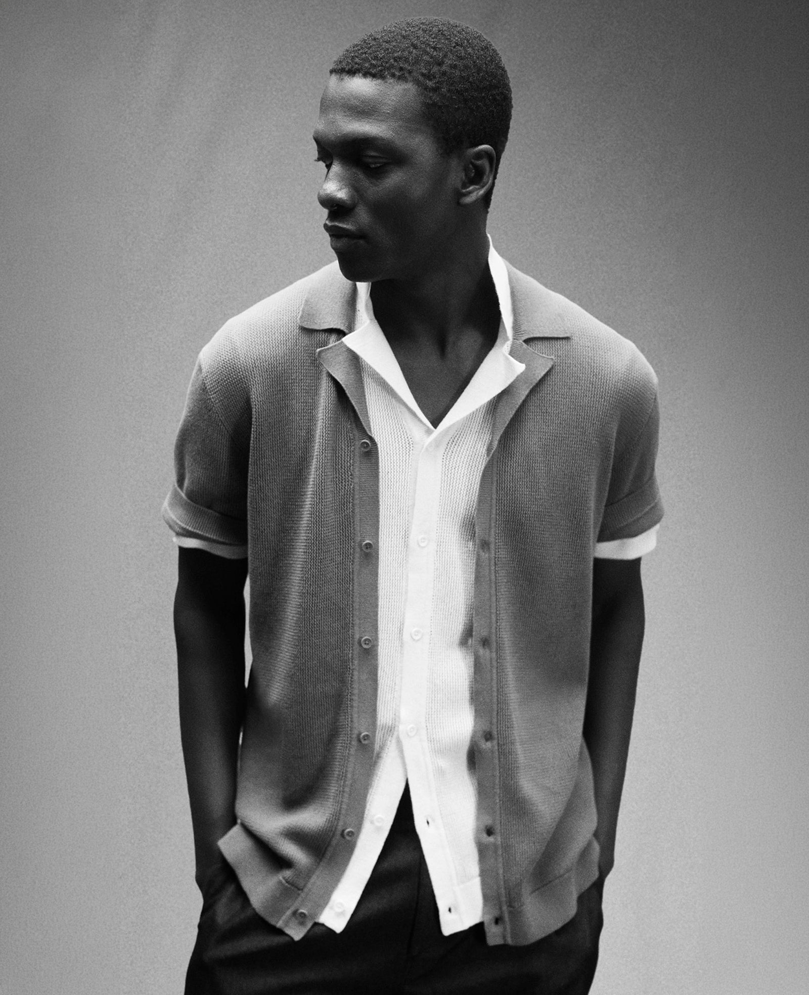 Knit Camp Shirt | Kenneth Cole DARK BEIGE