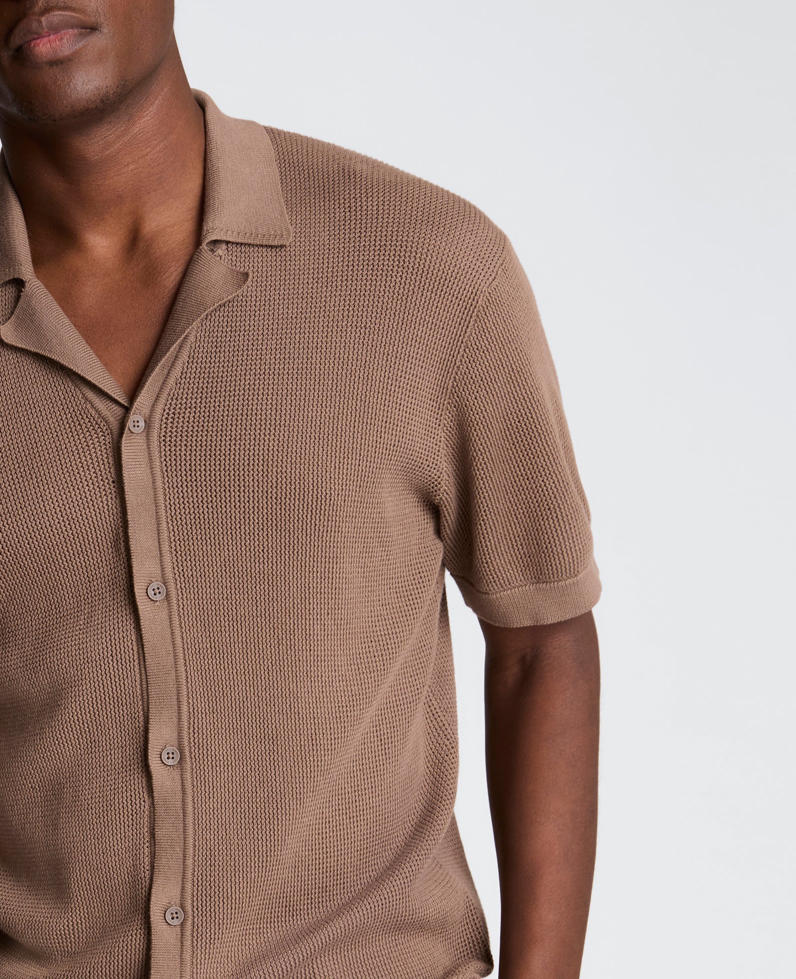 Knit Camp Shirt | Kenneth Cole DARK BEIGE