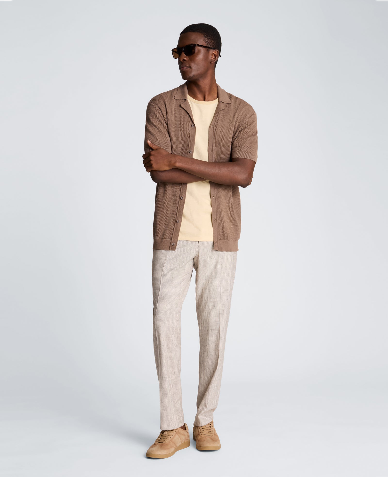 Knit Camp Shirt | Kenneth Cole DARK BEIGE